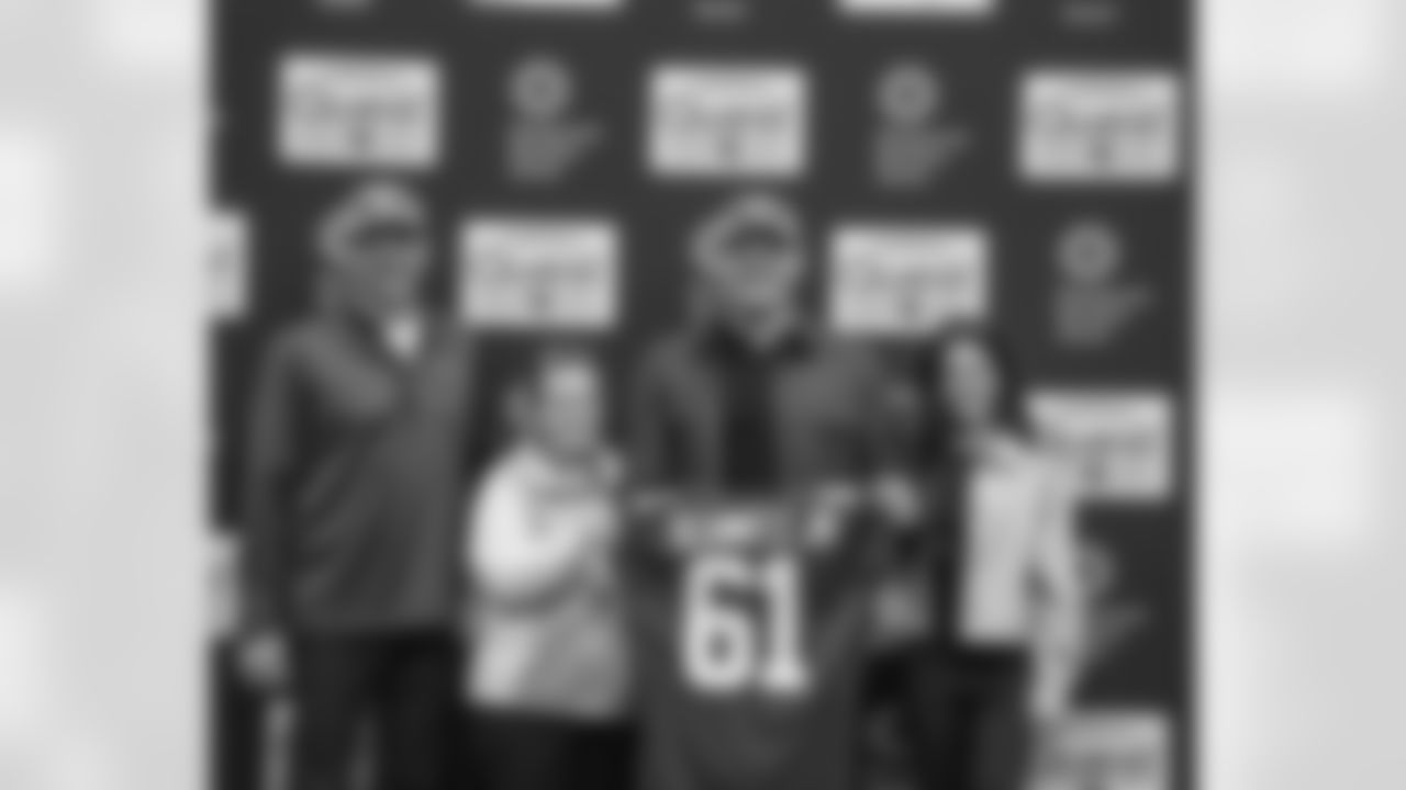 New York Giants second round draft pick John Michael Schmitz poses for a photo after talking to the media on Saturday April 29, 2022 at the Quest Diagnostics Training Center in East Rutherford, NJ (Evan Pinkus/New York Giants)
