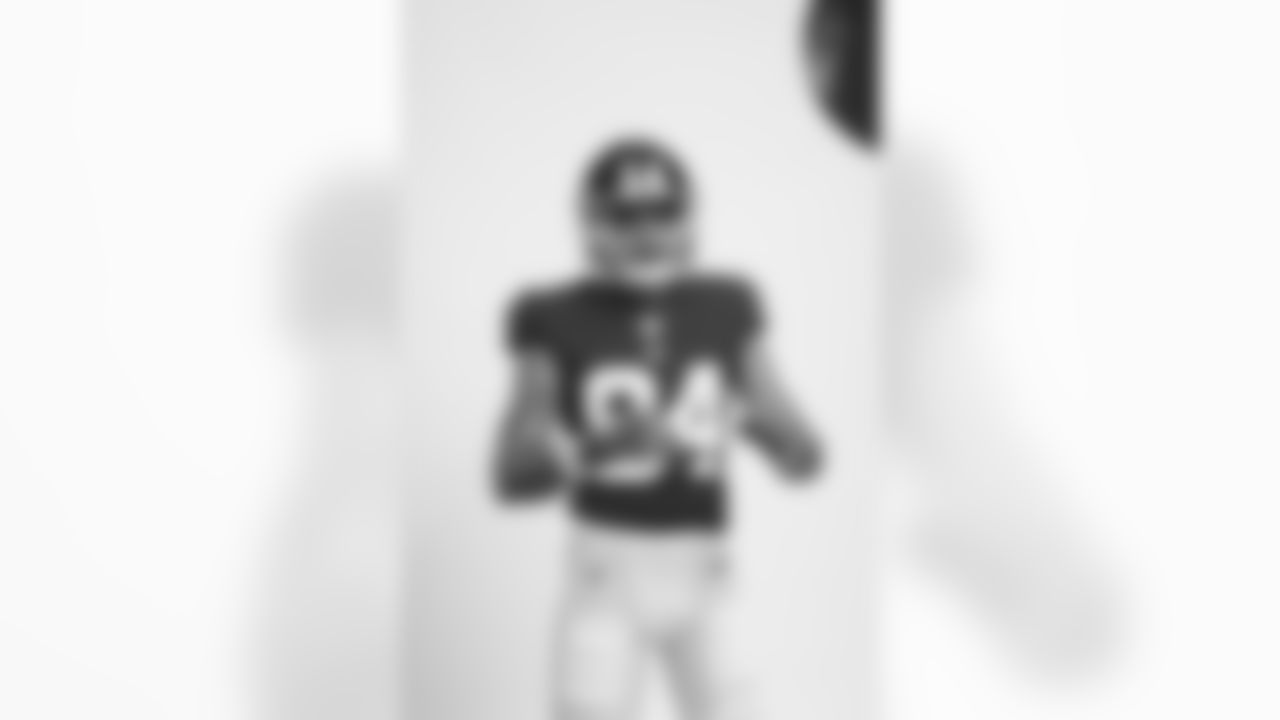 New York Giants wide receiver Jalin Hyatt (84) poses for a portrait during the NFLPA Rookie Premiere on Saturday, May 20, 2023 Los Angeles. (Ben Liebenberg/NFL)