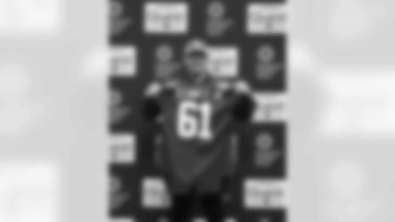 New York Giants second round draft pick John Michael Schmitz poses for a photo after talking to the media on Saturday April 29, 2022 at the Quest Diagnostics Training Center in East Rutherford, NJ (Evan Pinkus/New York Giants)