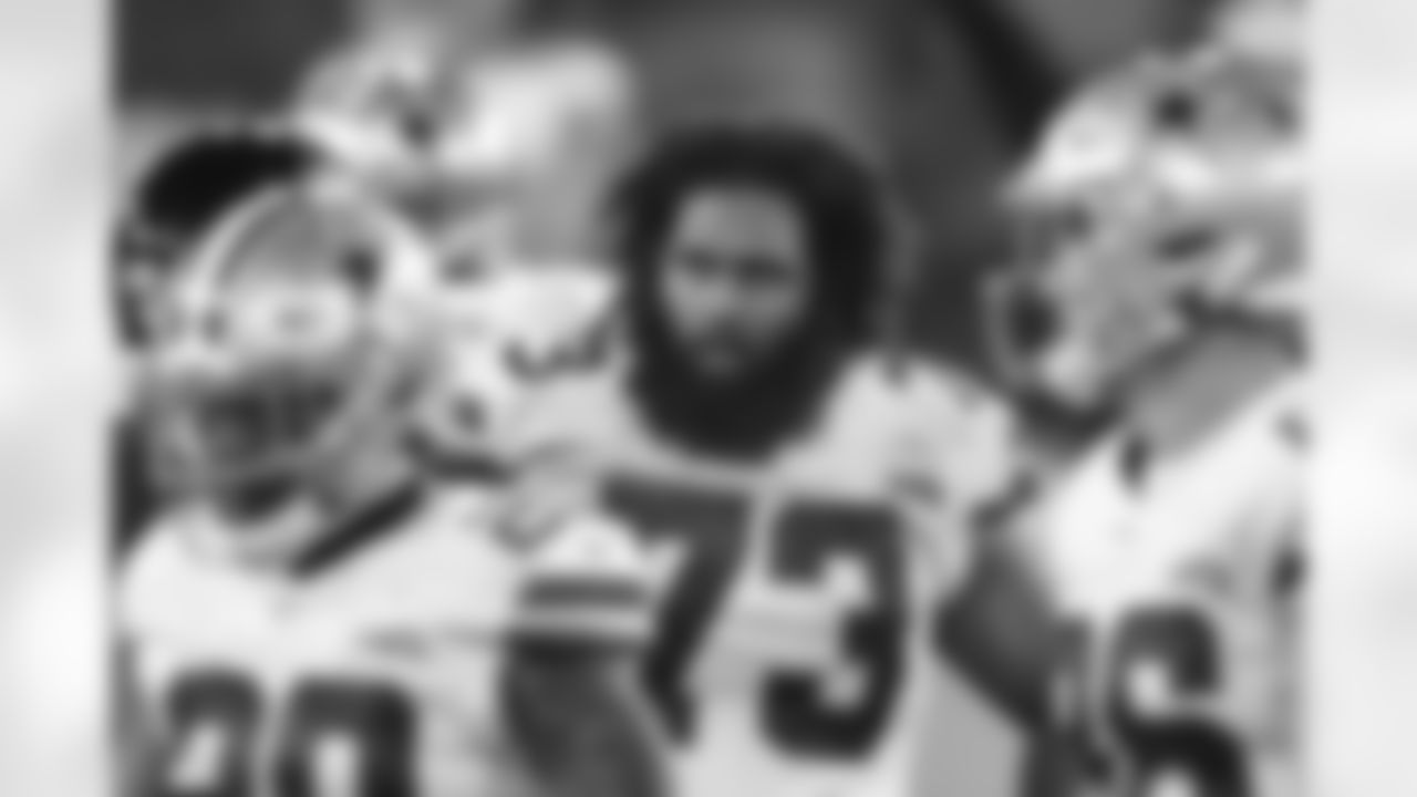 Dallas Cowboys center Joe Looney (73) looks on after an NFL football game against the Baltimore Ravens, Tuesday, Dec. 8, 2020, in Baltimore. (AP Photo/Terrance Williams)