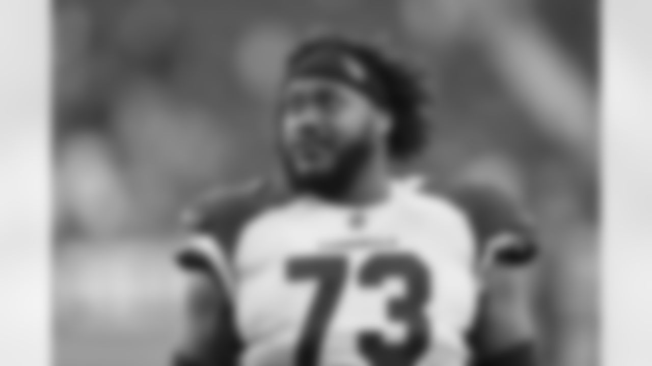 Arizona Cardinals offensive lineman Max Garcia (73) leaves the field after an NFL football game against the San Francisco 49ers, Sunday, Nov. 7, 2021 in Santa Clara, Calif. The Cardinals defeated the 49ers 31-17. (Greg Trott via AP)