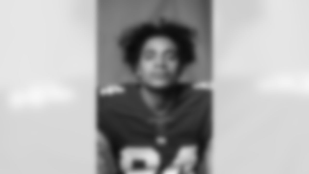 New York Giants wide receiver Jalin Hyatt (84) poses for a portrait during the NFLPA Rookie Premiere on Saturday, May 20, 2023, in Los Angeles. (Mikey Owens/NFL)