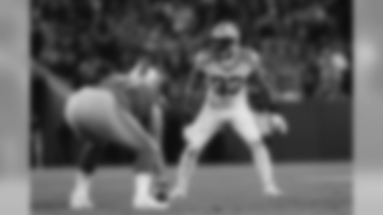 Green Bay Packers middle linebacker B.J. Goodson (93) lines up on the line of scrimmage during an NFL football game against the Detroit Lions, Monday, Oct. 14, 2019 in Green Bay, Wis. Green Bay won 23-22. (Aaron M. Sprecher via AP)
