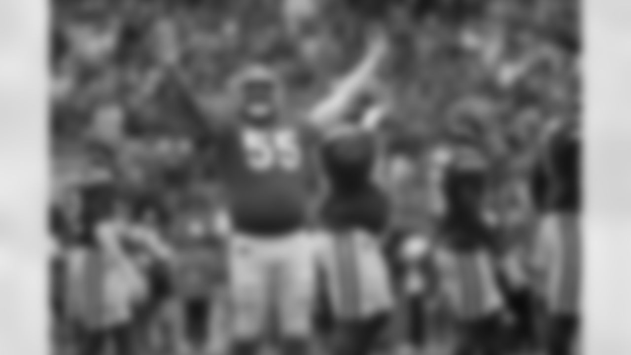 Florida defensive lineman Antonio Valentino (55) encourages the fans during the first half of an NCAA college football game against Alabama, Saturday, Sept. 18, 2021, in Gainesville, Fla. (AP Photo/Phelan M. Ebenhack)