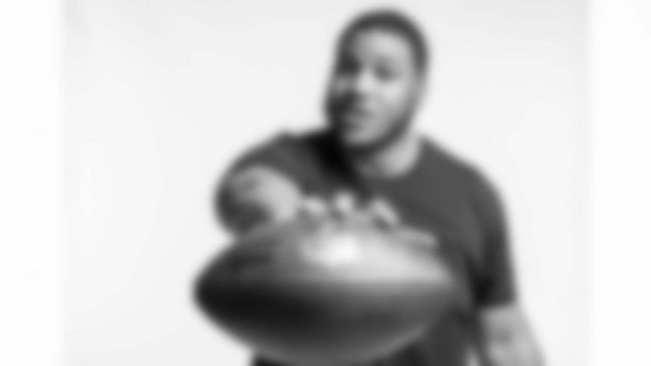Virginia Tech Offensive Tackle Christian Darrisaw poses for a portrait Saturday March 13, 2021 in Pensacola, FL. (Todd Rosenberg via AP)