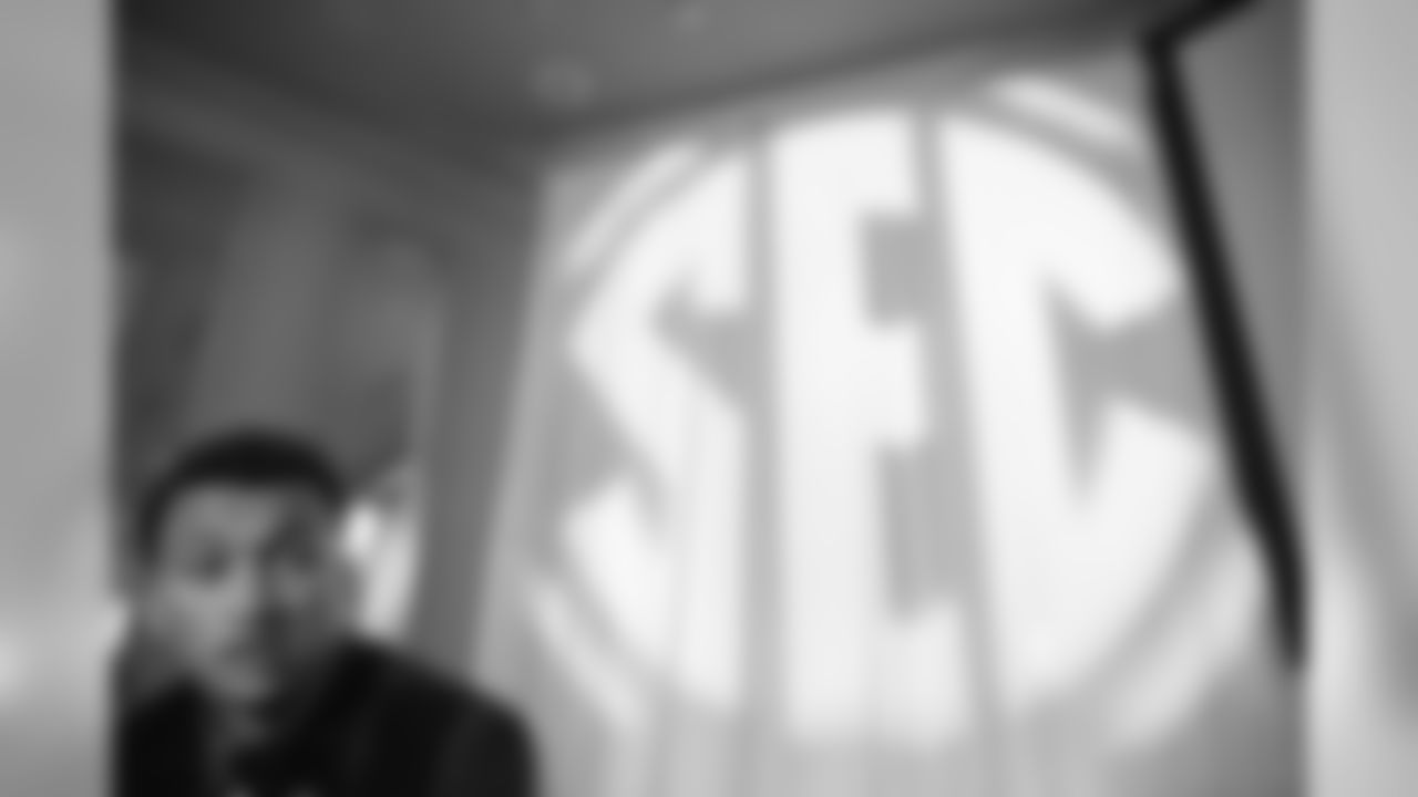 Mississippi tight end Evan Engram speaks to the media at the Southeastern Conference NCAA college football media days, Thursday, July 16, 2015, in Hoover, Ala. (AP Photo/Brynn Anderson)