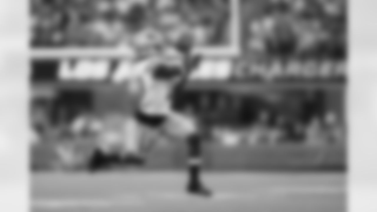 San Francisco 49ers wide receiver Richie James (13) catches the football during an NFL preseason football game against the Los Angeles Chargers, Sunday, Aug. 22, 2021, in Inglewood, Calif. The 49ers defeated the Chargers, 15-10. (Ryan Kang via AP)