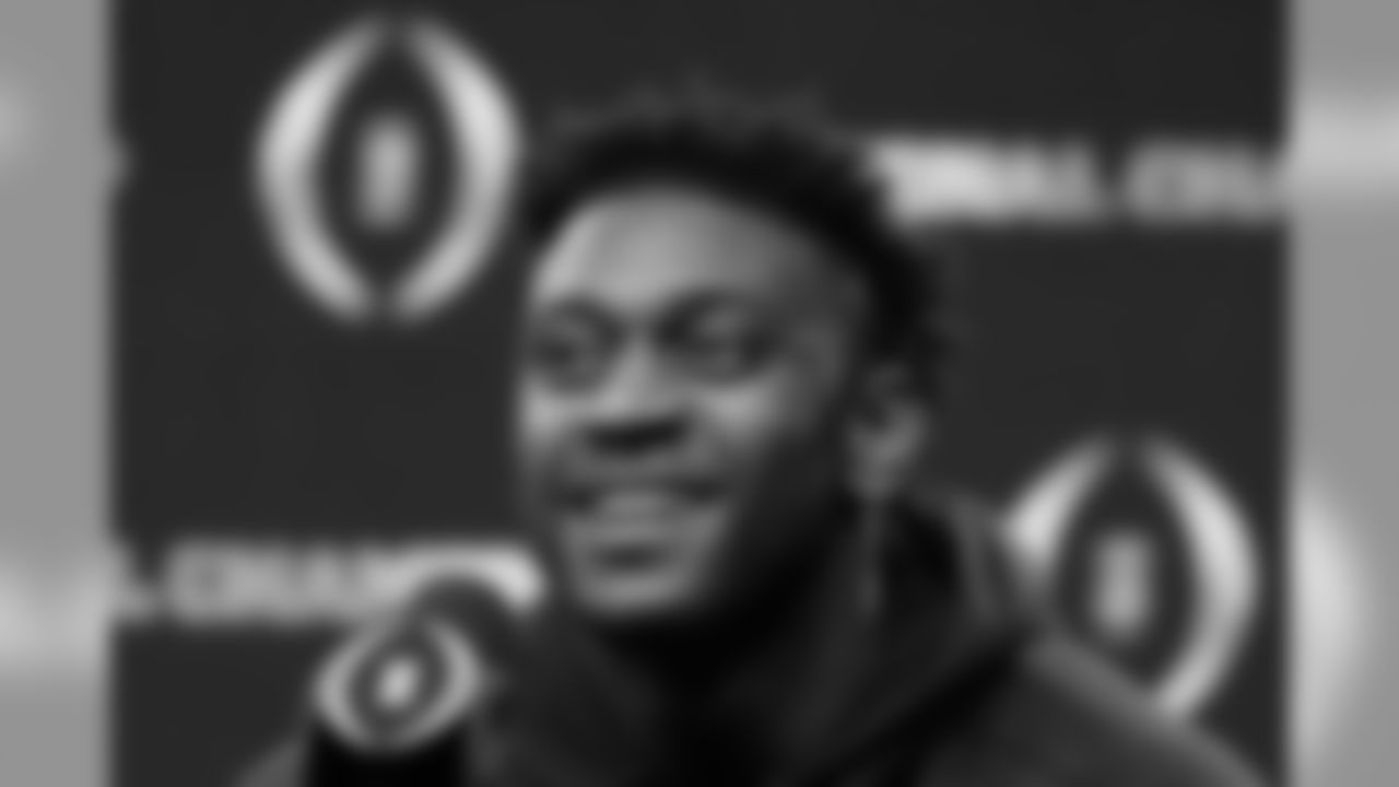 LSU linebacker Patrick Queen speaks during a news conference after their teams win in the NCAA College Football Playoff national championship game Tuesday, Jan. 14, 2020, in New Orleans. LSU won 42-25 over Clemson on Monday. (AP Photo/David J. Phillip)