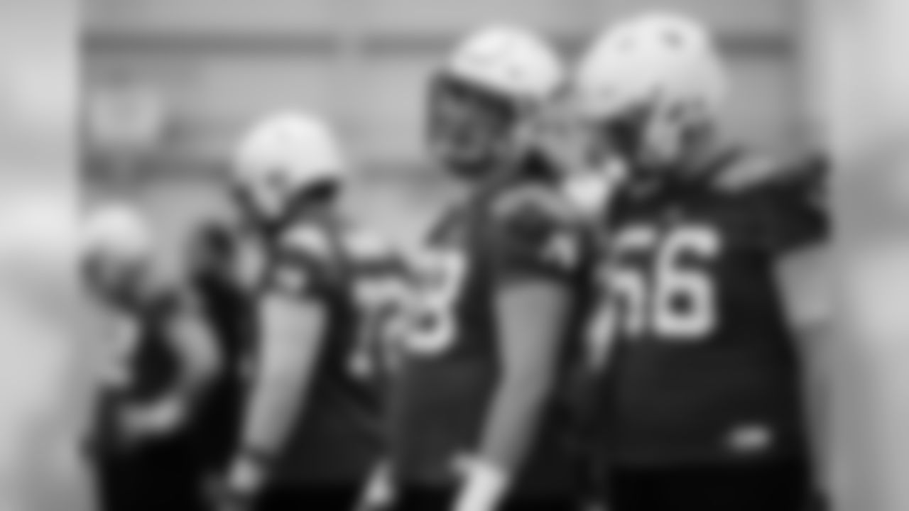 Nebraska offensive lineman Nick Gates (68) talks to offensive lineman Christian Gaylord (56) between drills during NCAA college football spring practice in Lincoln, Neb., Tuesday, March 8, 2016. (AP Photo/Nati Harnik)
