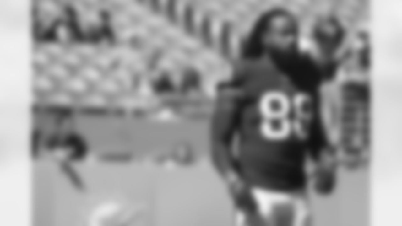 Houston Texans tight end Jordan Akins (88) stands on the field prior to an NFL football game against the Miami Dolphins, Sunday, Nov. 7, 2021, in Miami Gardens, Fla. The Dolphins won 17-9. (Perry Knotts via AP)