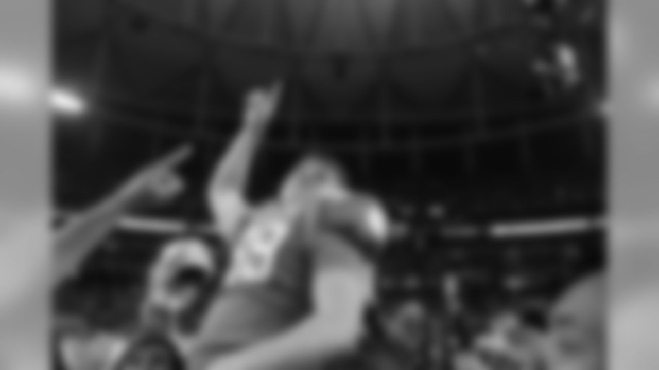 Clemson kicker Chandler Catanzaro (39) is hoisted into the air after he kicked the winning 37-yard field goal as time expired in the Chick-fil-A Bowl NCAA college football game against LSU, Monday, Dec. 31, 2012, in Atlanta. Clemson won 25-24. (AP Photo/David Goldman)