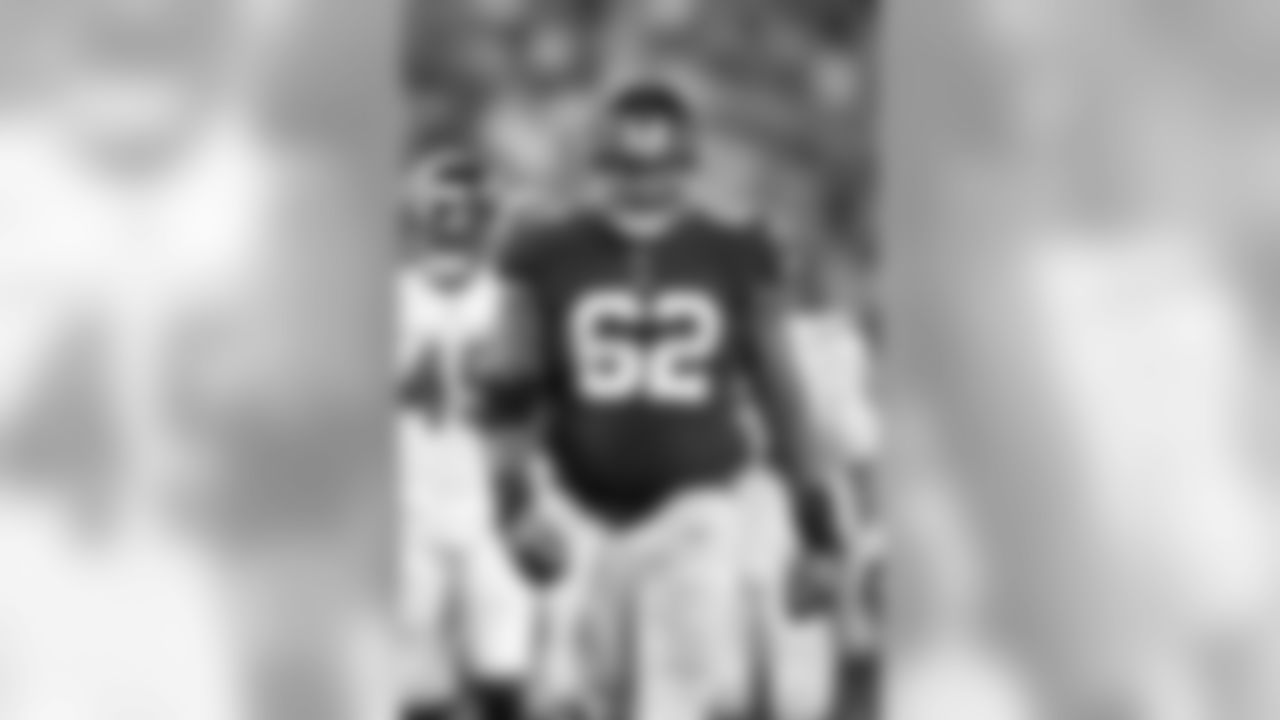 New York Giants offensive guard Chad Slade (62) is shown during a break in play during a NFL football game against the New York Jets, Thursday August 8, 2019 in East Rutherford, N.J. (Damian Strohmeyer via AP)