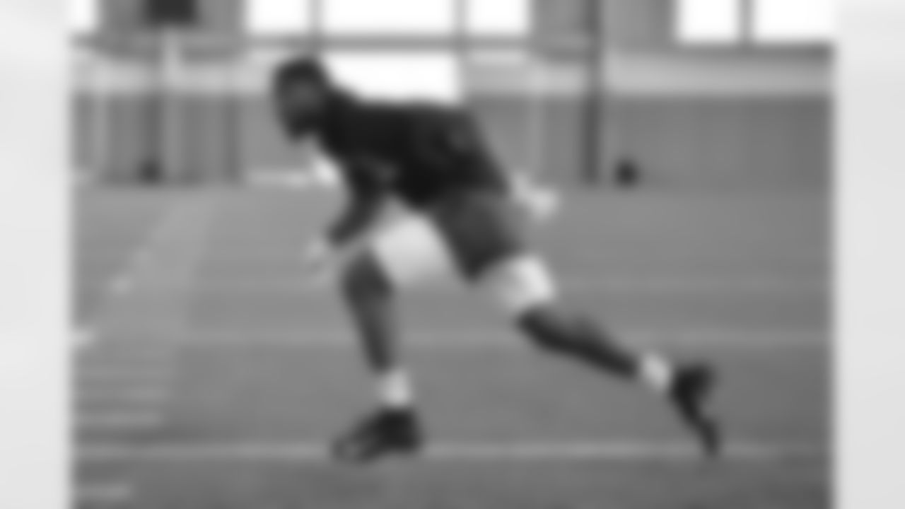 Oklahoma State Cowboys cornerback Rodarius Williams runs position drills during the pro day event, Thursday, April 1, 2021 in Stillwater, Okla. (Alika Jenner via AP)