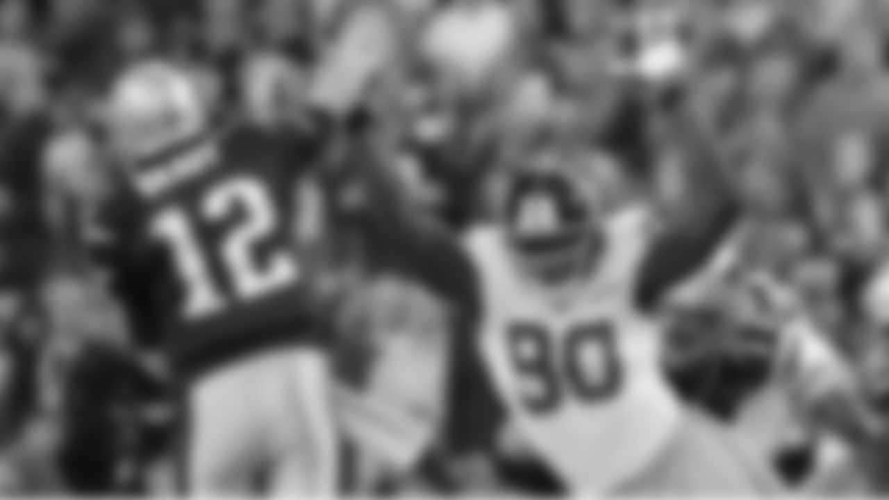 New York Giants DE Jason Pierre-Paul applies pressure during Super Bowl XLVI against the New England Patriots.