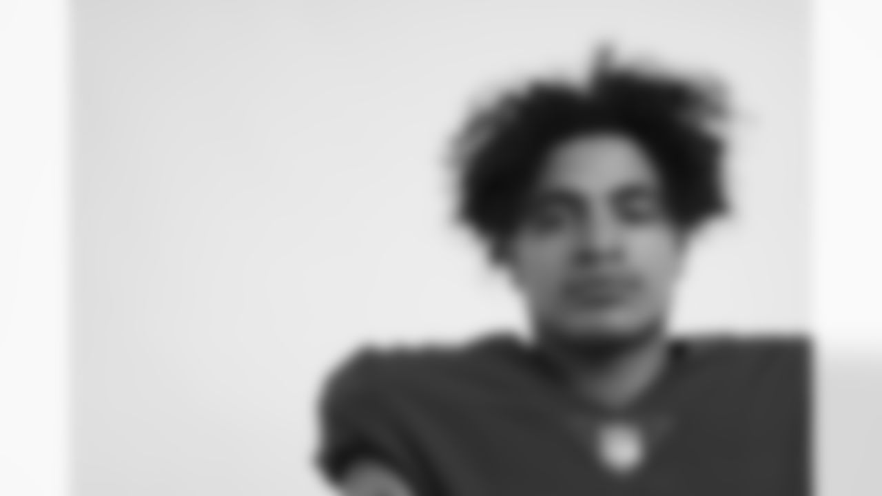 New York Giants wide receiver Jalin Hyatt (84) poses for a portrait during the NFLPA Rookie Premiere on Saturday, May 20, 2023 Los Angeles. (Ben Liebenberg/NFL)