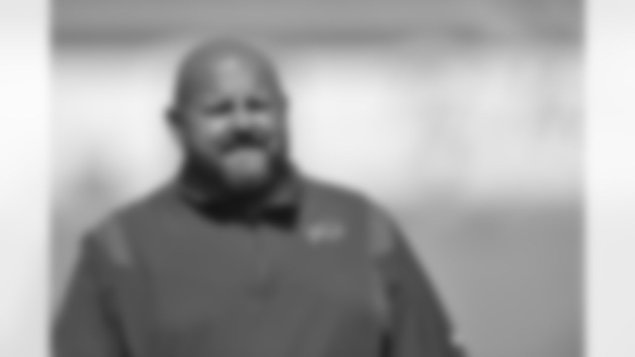 Buffalo Bills offensive coordinator Brian Daboll walks on the field before a preseason NFL football game against the Green Bay Packers in Orchard Park, N.Y., Saturday, Aug. 28, 2021. (AP Photo/Adrian Kraus)