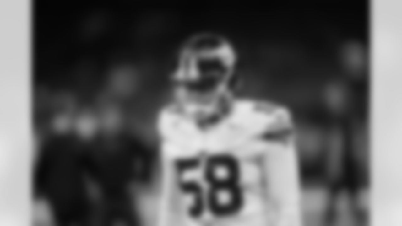 New York Giants long snapper Casey Kreiter (58)) warms up before an NFL football game against the New Orleans Saints in New Orleans, Sunday, Oct. 3, 2021. (AP Photo/Brett Duke)