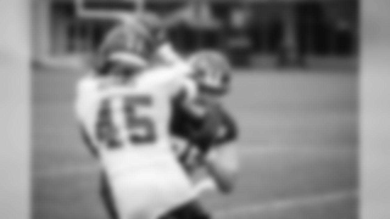OLB Keion Adams (45) at New York Giants Training Camp 2019 at Quest Diagnostics Training Center in East Rutherford, NJ