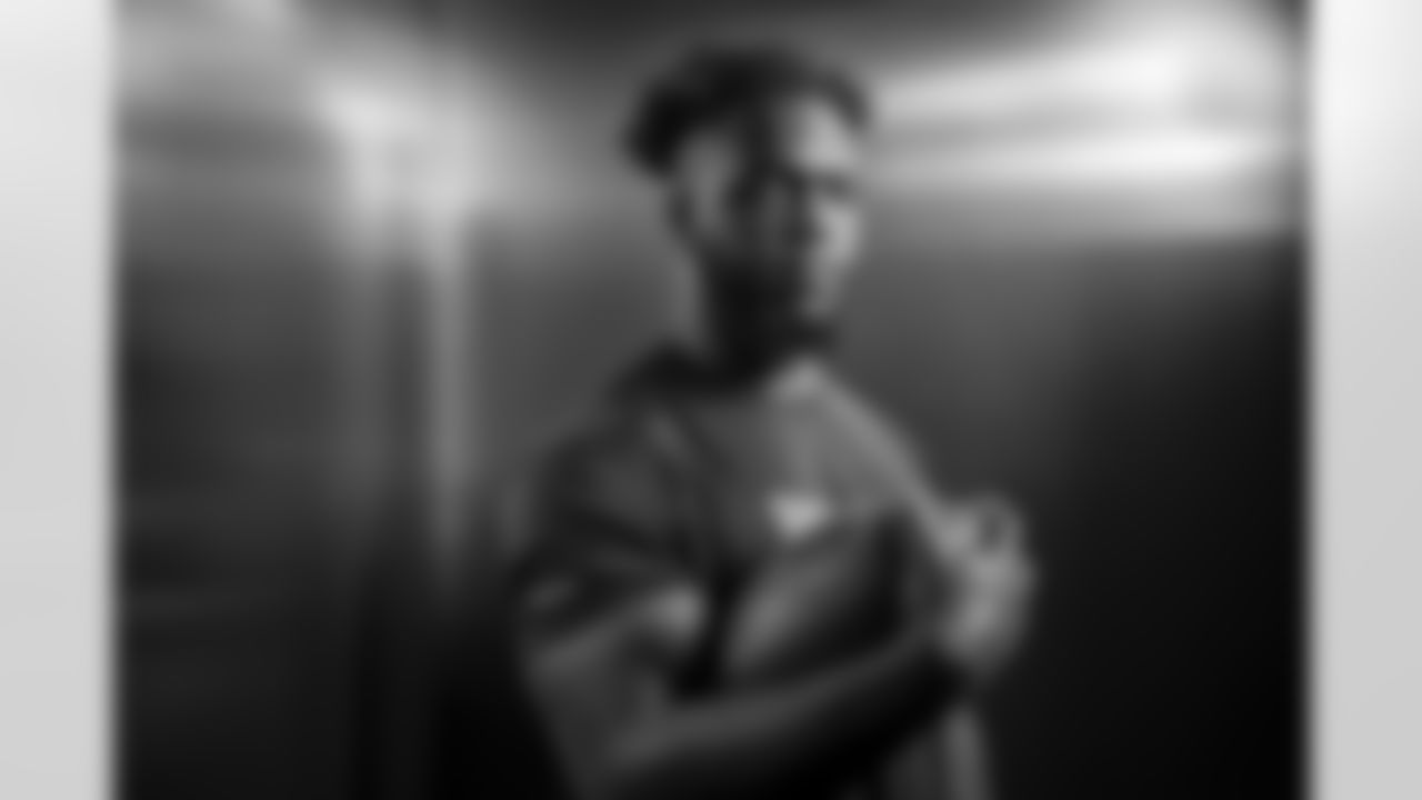 Michigan defensive end Kwity Paye poses for a portrait Saturday, March 6, 2021 in Phoenix. (Todd Rosenberg via AP)