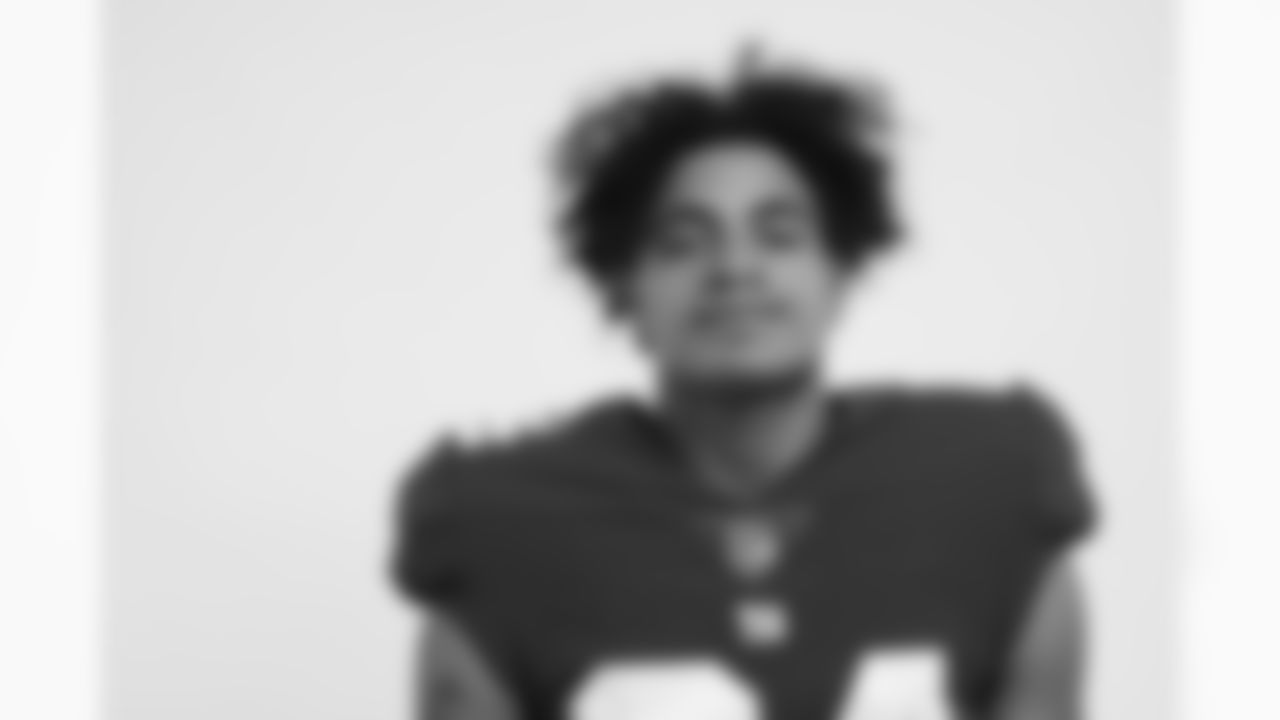 New York Giants wide receiver Jalin Hyatt (84) poses for a portrait during the NFLPA Rookie Premiere on Saturday, May 20, 2023 Los Angeles. (Ben Liebenberg/NFL)