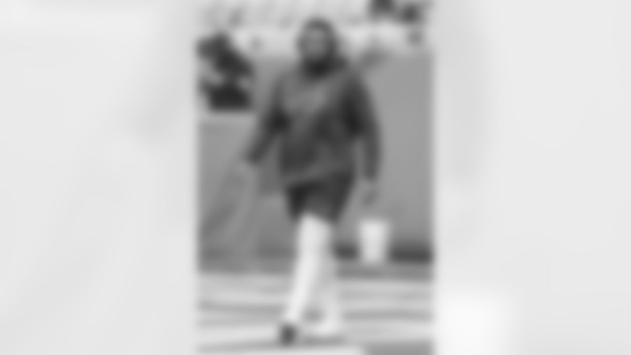 Buffalo Bills guard Jamil Douglas (77) walks the field during warm-ups before an NFL football game against the Jacksonville Jaguars in Jacksonville, Fla., Sunday, Nov. 7, 2021. The Jaguars defeated the Bills 9-6. (AP Photo/Gary McCullough)