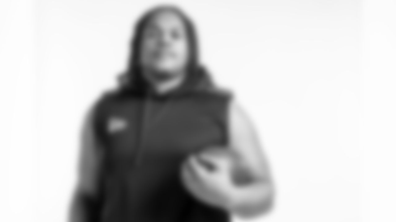 Louisiana tackle Robert Hunt poses for a portrait during the 2020 NFL Scouting Combine, Wednesday, Feb. 26, 2020 in Indianapolis. (Todd Rosenberg via AP)
