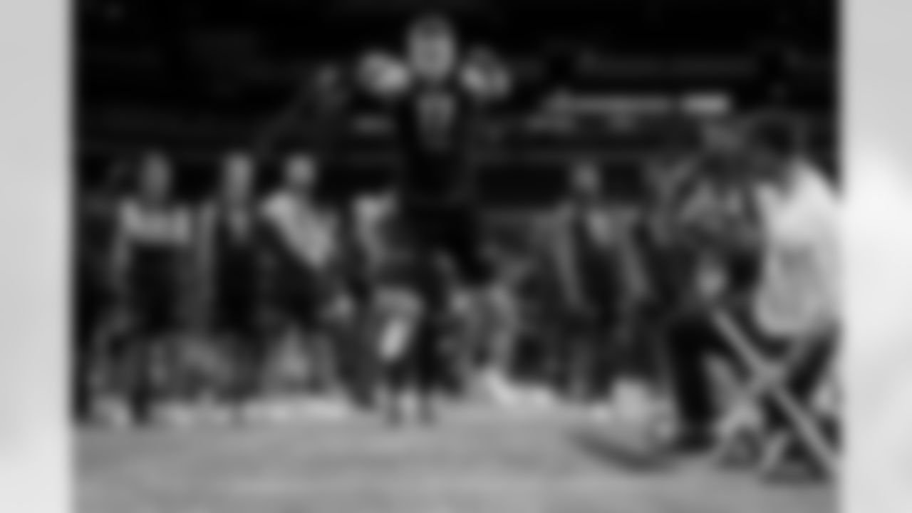 Western Kentucky quarterback Bailey Zappe (17) participates in the broad jump at the NFL football scouting combine in Indianapolis, Thursday, March 3, 2022. (AP Photo/Steve Luciano)