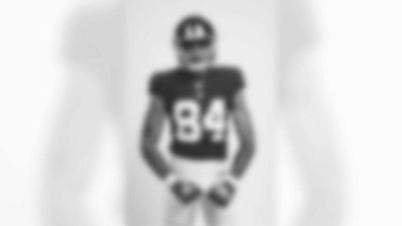 New York Giants wide receiver Jalin Hyatt (84) poses for a portrait during the NFLPA Rookie Premiere on Saturday, May 20, 2023 Los Angeles. (Ben Liebenberg/NFL)