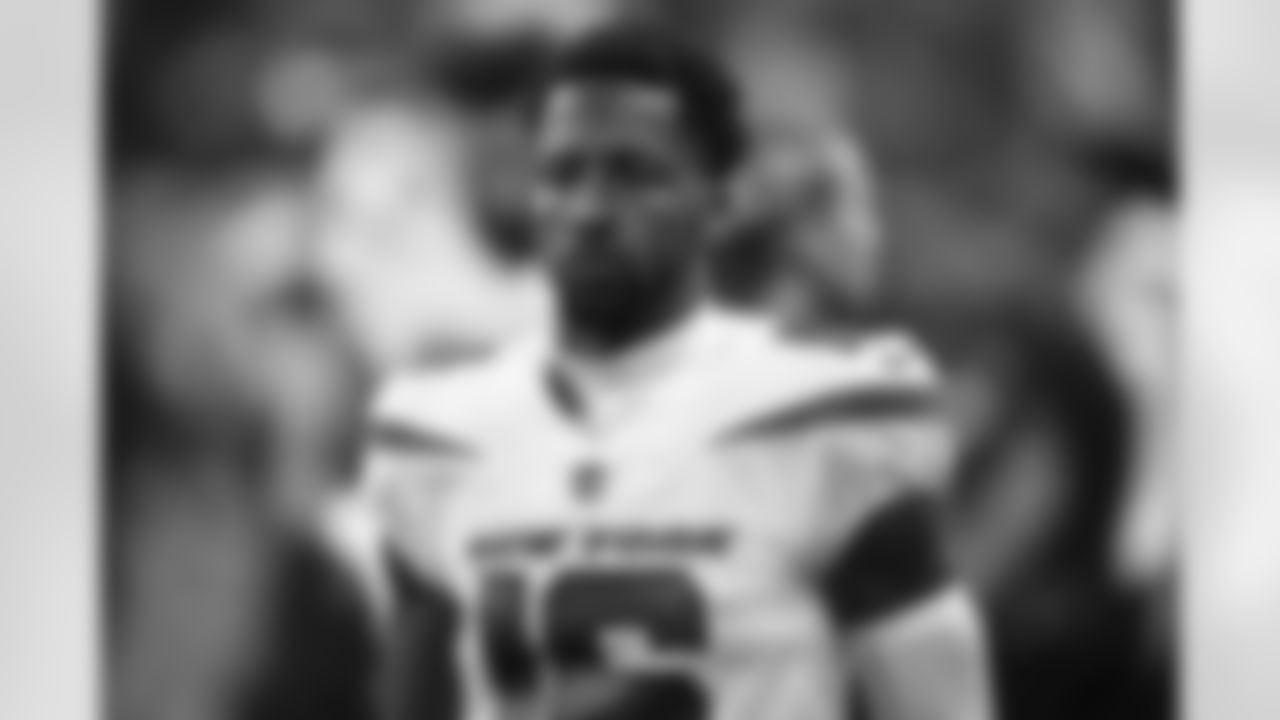 New York Jets wide receiver Jeff Smith (16) walks on the sidelines during an NFL football game against the Indianapolis Colts, Thursday, Nov. 4, 2021, in Indianapolis. (AP Photo/Zach Bolinger)