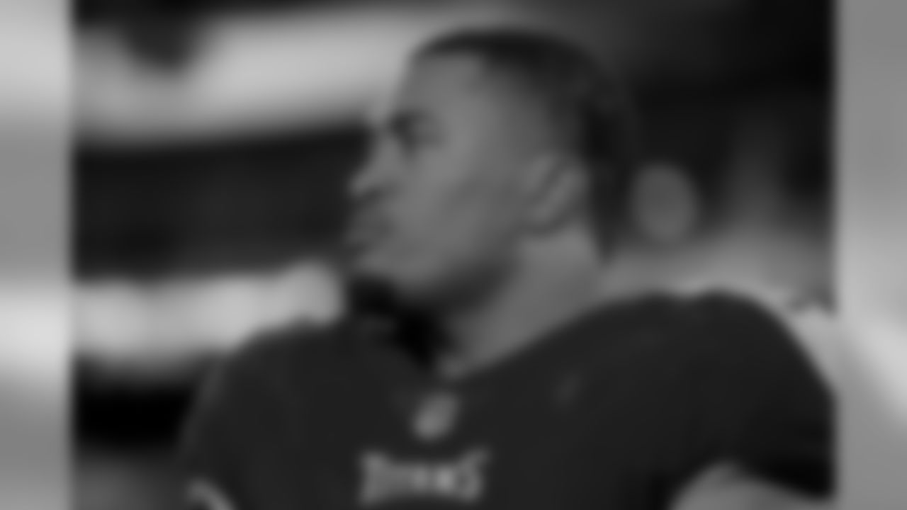 Tennessee Titans nose tackle Austin Johnson (94) stands on the field during the national anthem prior to an NFL football game against the Jacksonville Jaguars, Thursday, Dec. 06, 2018 in Nashville,TN. (Aaron Doster via AP)