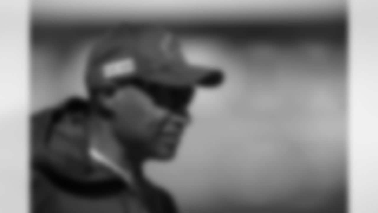 Buffalo Bills defensive coordinator Leslie Frazier walks the sideline before an NFL football game against the Washington Football Team, Sunday, Sept. 26, 2021, in Orchard Park, N.Y. (AP Photo/Brett Carlsen)
