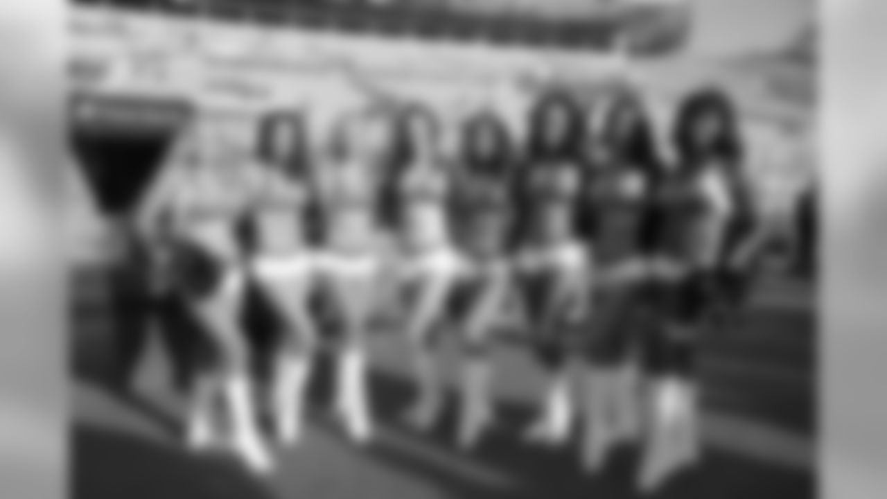 Jacksonville Jaguars cheerleaders pose before a preseason NFL football game against the Atlanta Falcons Thursday, Aug. 29, 2019, in Jacksonville, Fla. (AP Photo/Phelan M. Ebenhack)