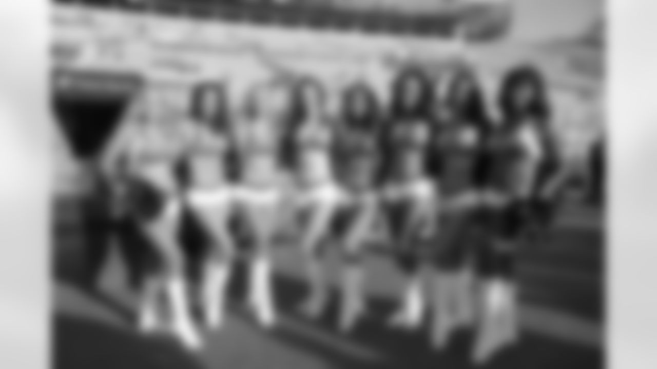 Jacksonville Jaguars cheerleaders pose before a preseason NFL football game against the Atlanta Falcons Thursday, Aug. 29, 2019, in Jacksonville, Fla. (AP Photo/Phelan M. Ebenhack)