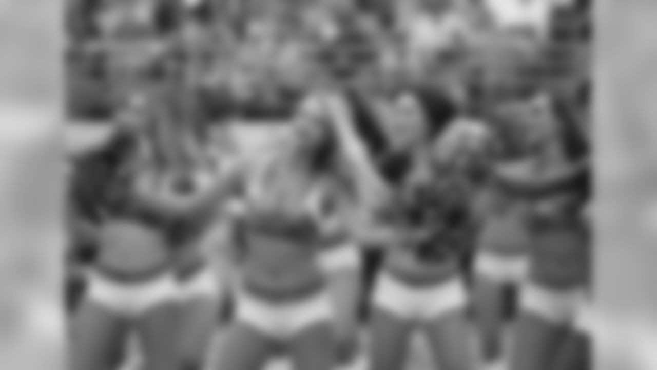 Jacksonville Jaguars cheerleaders perform during the first half of an NFL football game against the New England Patriots, Sunday, Sept. 16, 2018, in Jacksonville, Fla. (AP Photo/Stephen B. Morton)