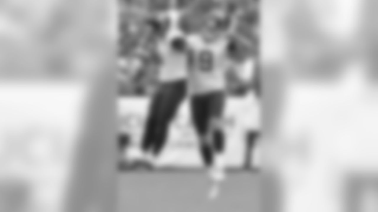 Jacksonville Jaguars kicker Josh Lambo (4) celebrates with rookie punter Logan Cooke (9) after receovering an onside kick in the 4th quarter against the Kansas City Chiefs in an NFL game Sunday, October 7, 2018 in Kansas City, Mo. (Rick Wilson via AP)