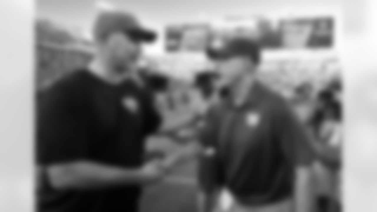 Following the Jaguars win, Head Coach Gus Bradley greeted Giants Head Coach Tom Coughlin. Coughlin was the first head coach in Jaguars history.