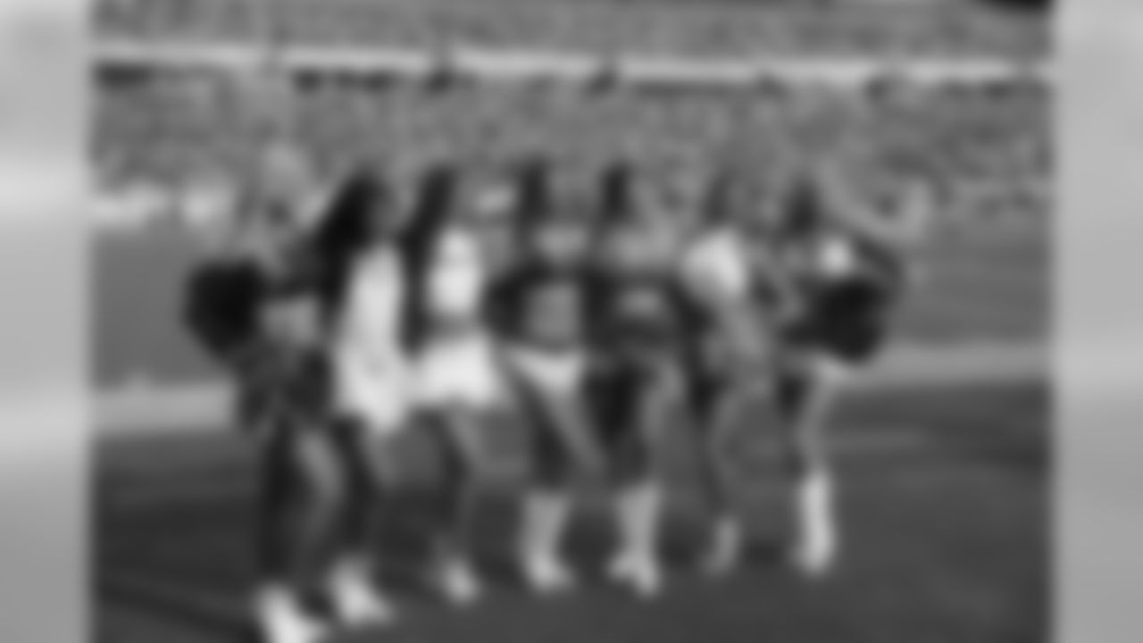 NFL cheerleaders pose, during the first half of the NFL Pro Bowl football game between the AFC and the NFC, Sunday, Jan. 26, 2020, in Orlando, Fla. (AP Photo/John Raoux)