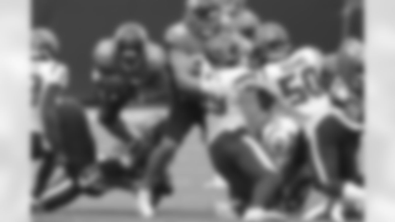 Jacksonville Jaguars rookie running back James Robinson (30) attempts to dive for a first down on a 4th and 2 play but is stopped short against the Houston Texans during an NFL football game, Sunday, Nov. 8, 2020 in Jacksonville, Fla.