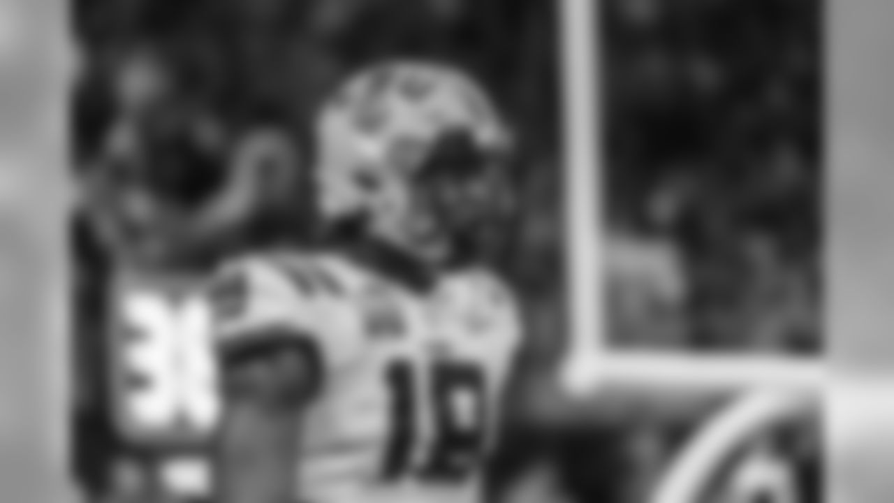 LSU linebacker K'Lavon Chaisson (18) walks back to the sideline during the Peach Bowl NCAA semifinal college football playoff game against Oklahoma, Saturday, Dec. 28, 2019, in Atlanta. (AP Photo/Danny Karnik)