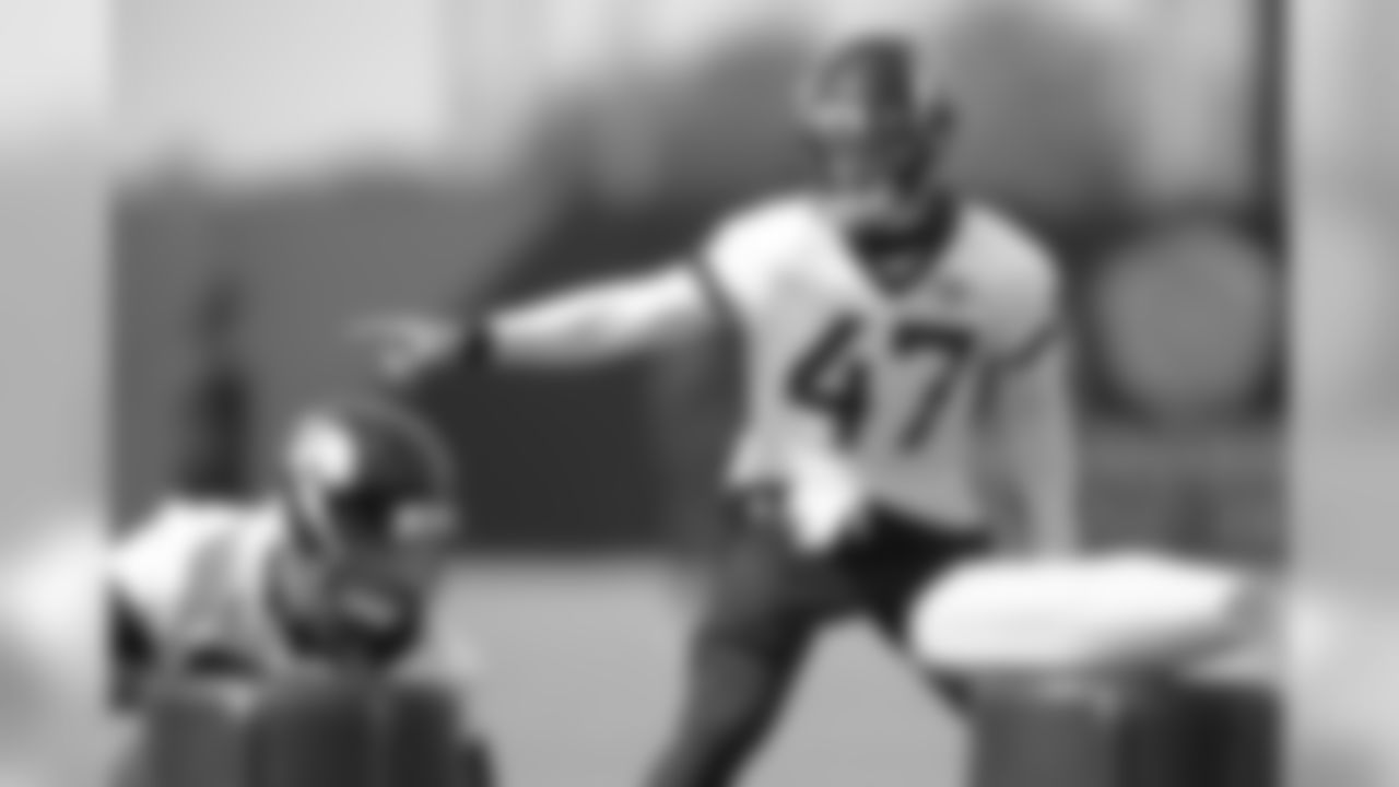 Jacksonville Jaguars linebacker Joe Schobert (47) during a training camp practice session, Wednesday, August 12, 2020 in Jacksonville, Fla.