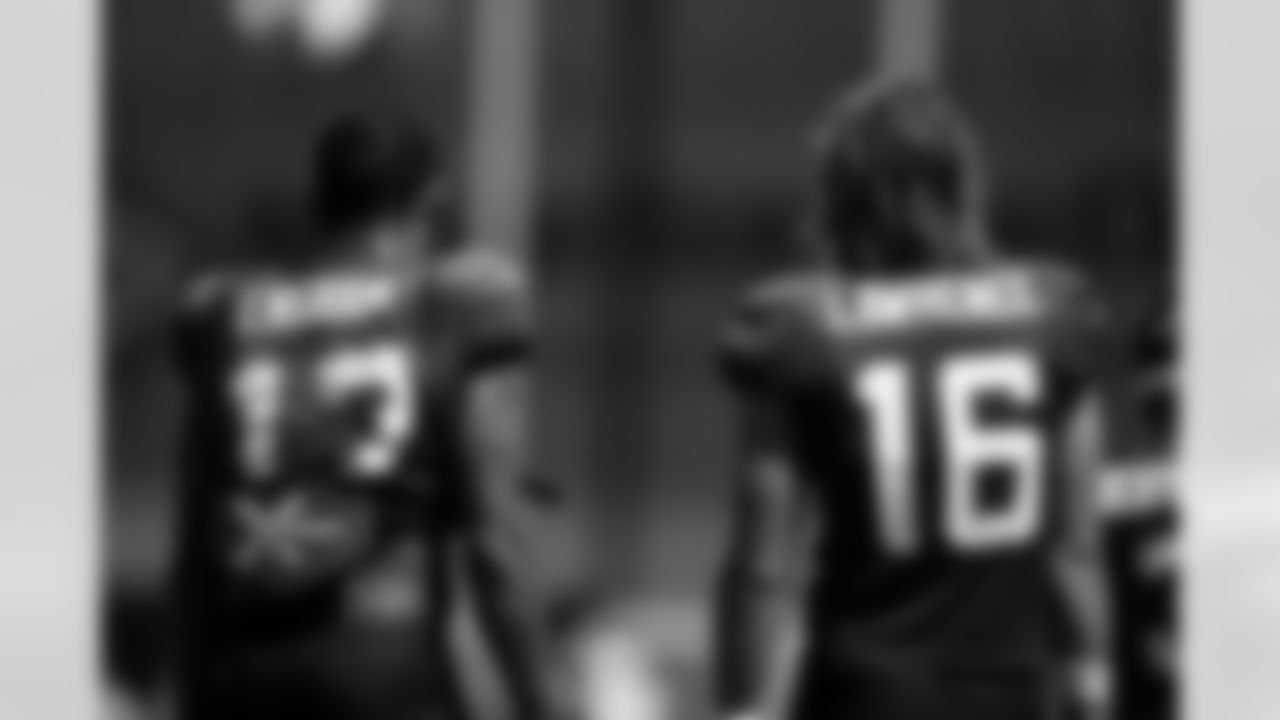 2023 Jaguars Training Camp Practice
QB Trevor Lawrence (16) and TE Evan Engram (17)