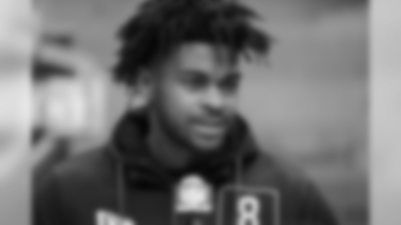 Alabama defensive back Trevon Diggs speaks during a press conference at the NFL football scouting combine in Indianapolis, Friday, Feb. 28, 2020. (AP Photo/AJ Mast)
