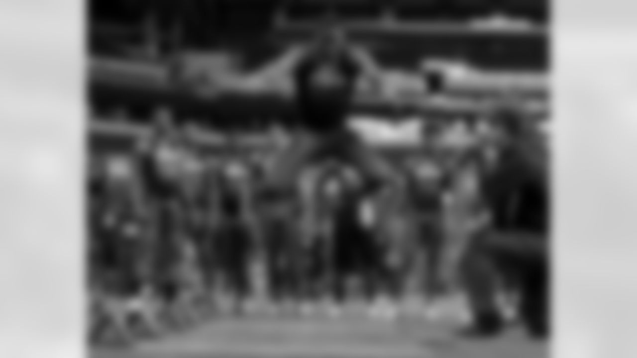 UConn CB Byron Jones takes flight with a record-setting broad jump, 12'3".