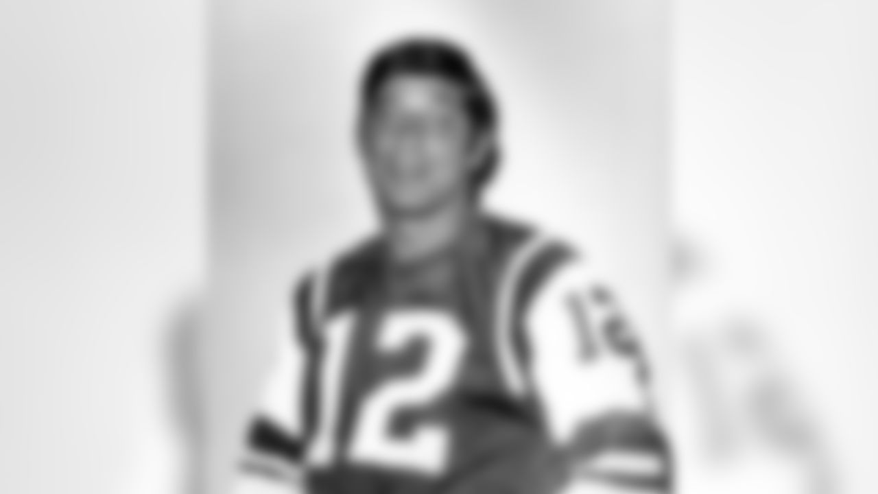 Quarterback Joe Namath wears his New York Jets number 12 jersey in this undated photo. (AP Photo)