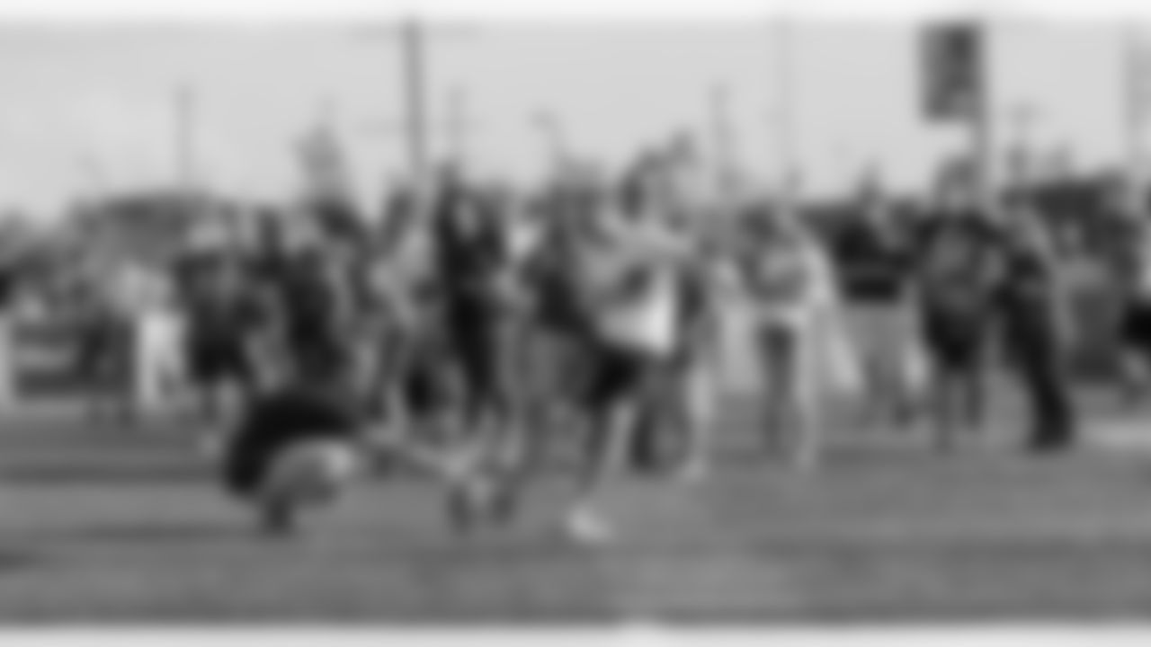 At MetLife Field, located outside the stadium, there are fun activities in which you could take part, including an obstacle course and, for this fan, a chance to kick a field goal.