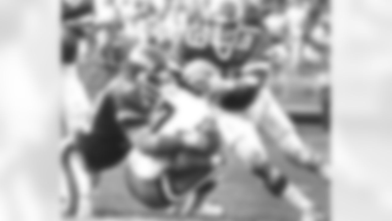 LB Bob Martin and DL Joe Klecko team up to bring QB Brian Sipe down in our season-opening OT loss in 1979.