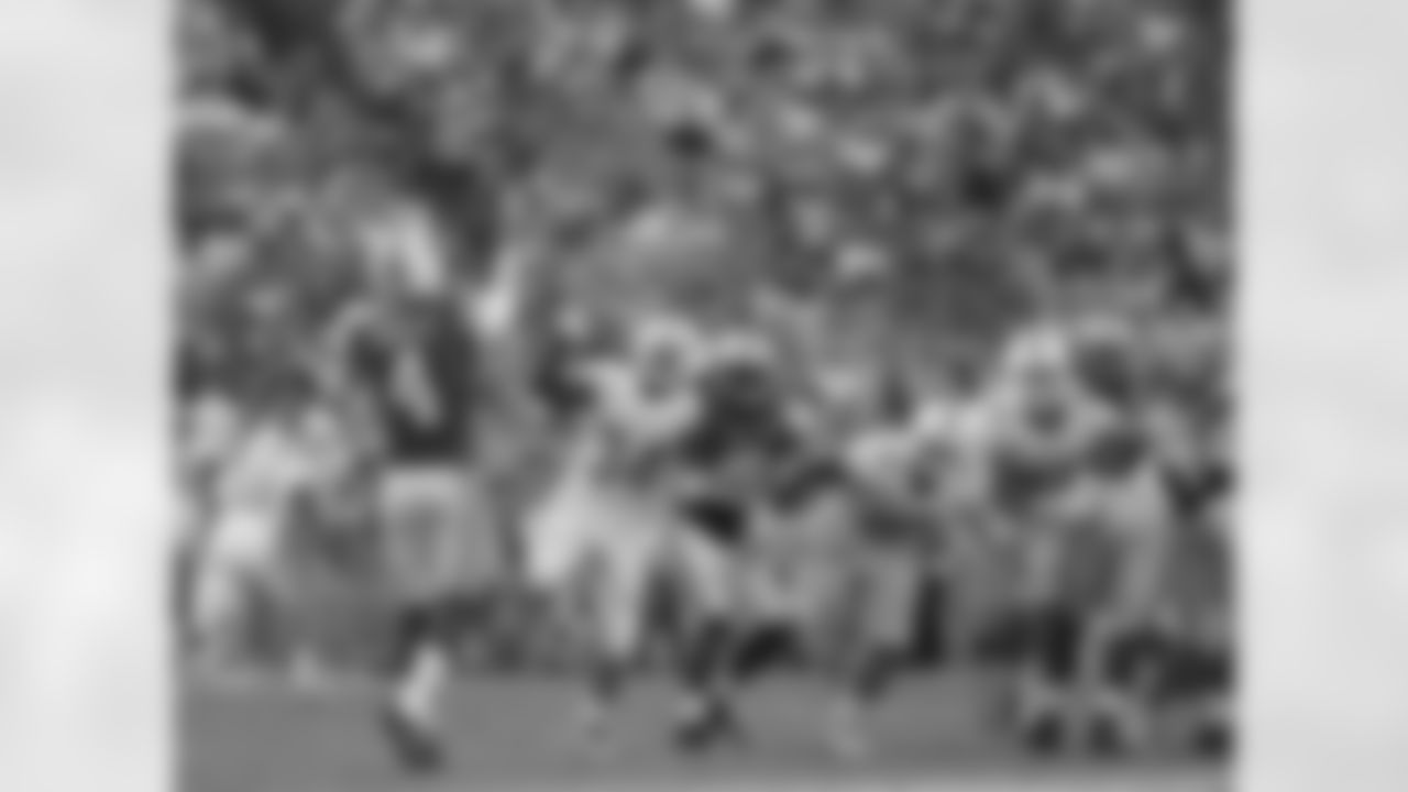 With the Jets up three points with 4:19 to go in the game and in their territory, the Green & White lined up to punt the ball away to the Dolphins. Instead, P Ryan Quigley threw a dart to TE Zach Sudfeld, who rumbled down the field for gain of 38 yards. The play swung momentum to the Jets and on the next play QB Geno Smith threw a touchdown to TE Jeff Cumberland. On the sideline before the fake punt Smith gave Quigley some pointers: "It was beautiful, we talked about it, I coached him up a little bit and he followed through. He's got some talent."