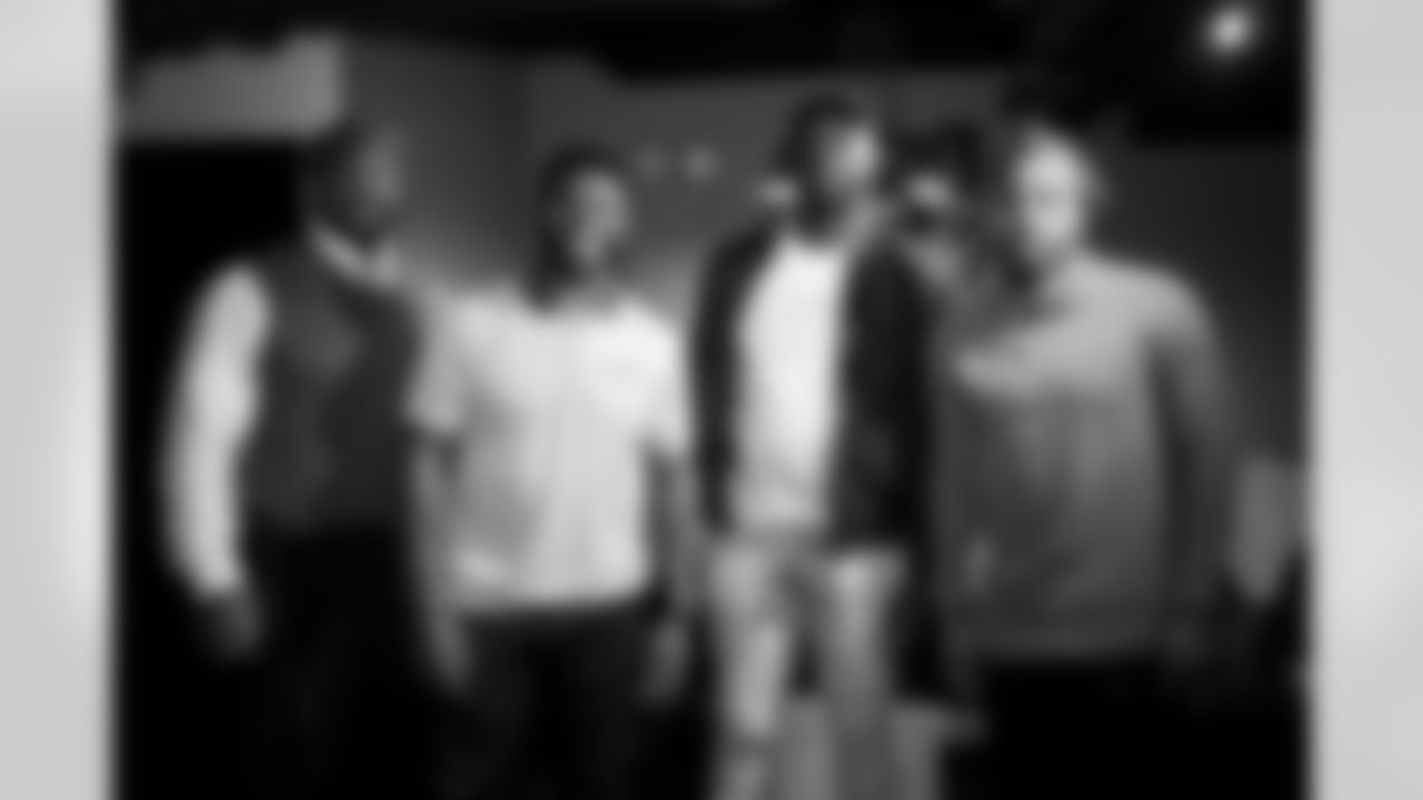 Mo Lewis (left), LaDainian Tomplinson, Muhammad Wilkerson, Marcus Williams (right)