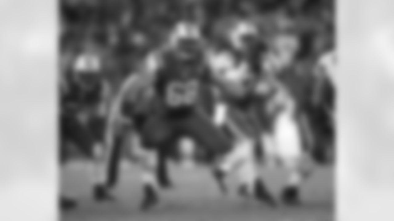 In his first season with the Jets, 6'7", 318-pound RT Breno Giacomini started all 16 games for the second time in his career. "Giacomini's the starter but, like I said, we're rotating guys all over the place," said Jets head coach Todd Bowles.