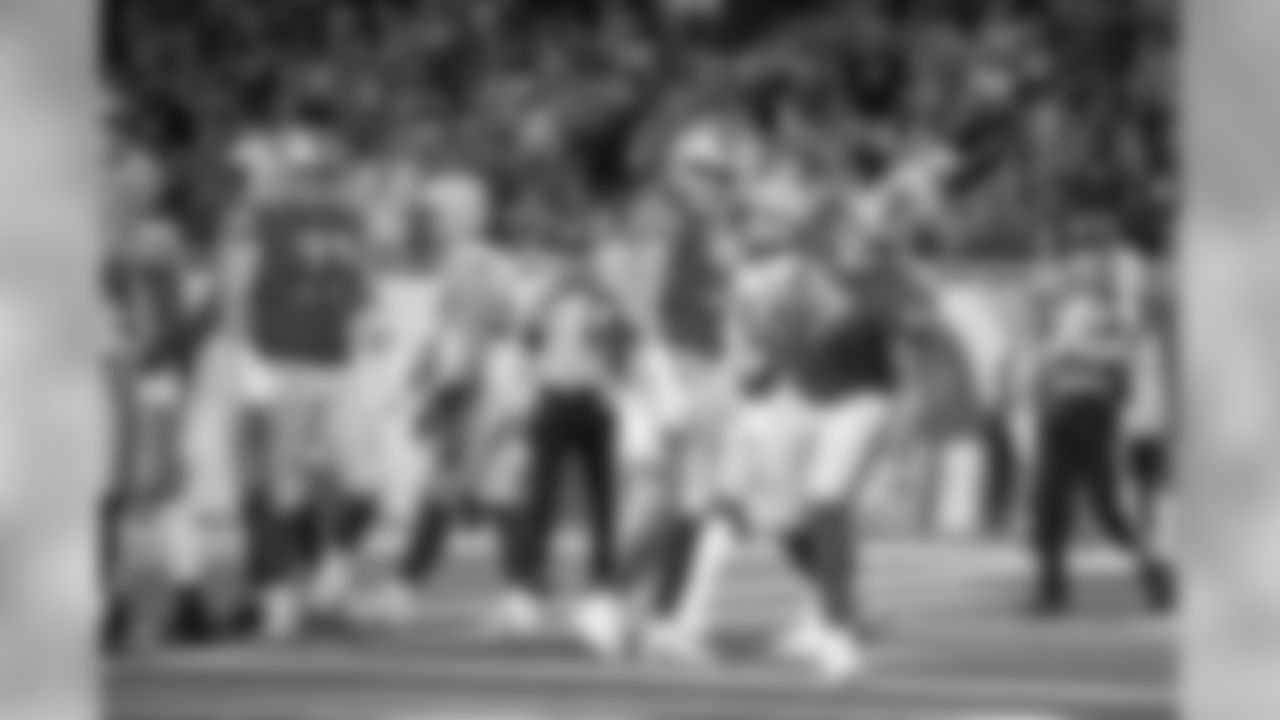Detroit Lions guard Kenny Wiggins (79) celebrates a touchdown during a NFL football game against the Green Bay Packers on Sunday, Oct. 7, 2018 in Detroit. (Detroit Lions via AP).